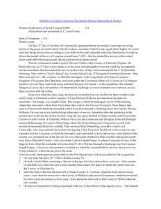 Southern Campaign American Revolution Pension Statements & Rosters Pension Application of David Coulson S1899 Transcribed and annotated by C. Leon Harris. VA