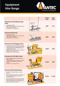 Equipment Hire Range Weekly Rate  Daily