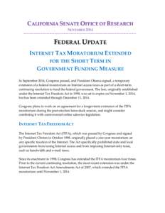 Federal Update--Internet Tax Freedom Act Update