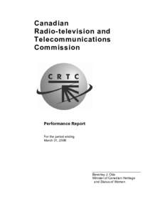 CRTC Performance Report for the period ending March 31, 2006