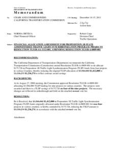 State of California DEPARTMENT OF TRANSPORTATION Business, Transportation and Housing Agency  Memorandum