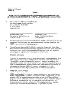 Environment / United States Environmental Protection Agency / Air dispersion modeling / Air pollution in the United States / Pollution in the United States / New Source Performance Standard / Code of Federal Regulations / National Emissions Standards for Hazardous Air Pollutants / Nevada Revised Statutes / Emission standards / Pollution / Air pollution