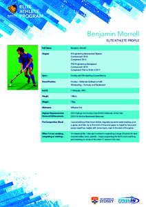 ELITE ATHLETE PROGRAM Benjamin Morrell ELITE ATHLETE PROFILE