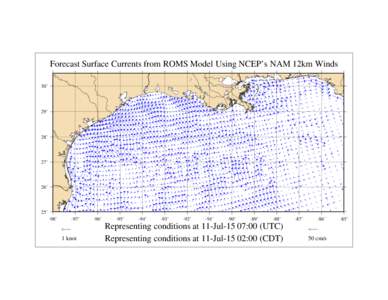 Forecast Surface Currents from ROMS Model Using NCEP’s NAM 12km Winds 30˚ 29˚  28˚