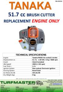 TAN-PRO55Ecc BRUSH CUTTER REPLACEMENT ENGINE ONLY  TANAKA