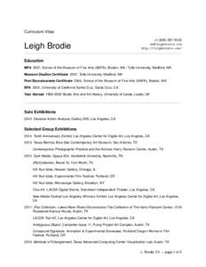 Curriculum Vitae  Leigh Brodie +[removed] [removed]