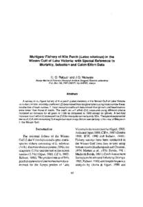 Multigear Fishery of Nile Perch (Lates niloticus) in the Winam Gulf of Lake Victoria: with Special Reference to Mortality, Selection and CatchIEffort Data C. 0. Rabuor and J.O. Manyala Kenya Marine & Fisheries Research I