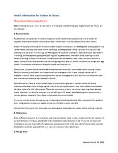 Microbiology / Malaria / Tropical diseases / Malaria prophylaxis / Mefloquine / Primaquine / Vaccination schedule / Doxycycline / Atovaquone/proguanil / Medicine / Health / Quinolines