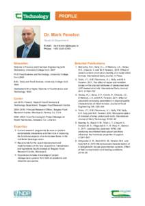 Profile  Dr. Mark Fenelon Head of Department E-mail:	 [removed] Phone:	 +[removed]