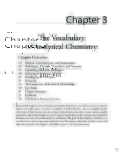 Chapter 3 The Vocabulary of Analytical Chemistry Chapter Overview 3A	 3B