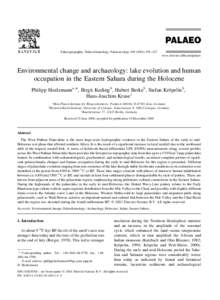 Palaeogeography, Palaeoclimatology, Palaeoecology[removed]±217  www.elsevier.nl/locate/palaeo Environmental change and archaeology: lake evolution and human occupation in the Eastern Sahara during the Holocene