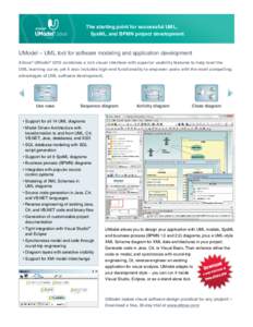 The starting point for successful UML, SysML, and BPMN project development UModel – UML tool for software modeling and application development Altova® UModel® 2015 combines a rich visual interface with superior usabi