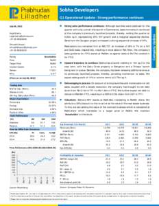 Sobha Developers   July 06, 2012 Kejal Mehta 