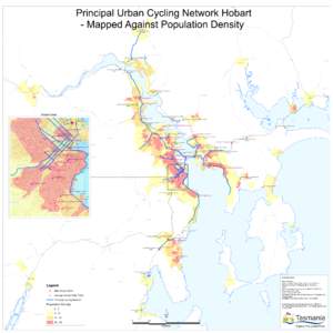 Principal Urban Cycling Network Hobart - Mapped Against Population Density Campania ht Str eet