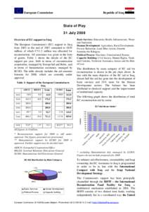 European Commission  Republic of Iraq State of Play 31 July 2008