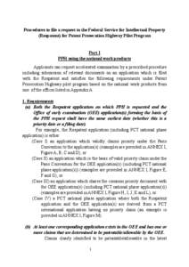 Procedures to file a request to the Federal Service for Intellectual Property (Rospatent) for Patent Prosecution Highway Pilot Program Part I PPH using the national work products Applicants can request accelerated examin