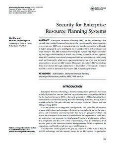 Information Systems Security, 16:152–163, 2007 Copyright © Taylor & Francis Group, LLC ISSN: 1065-898X print/1934-869X online