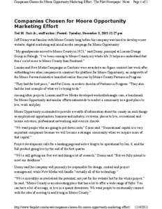 Companies Chosen for Moore Opportunity Marketing Effort - The Pilot Newspaper: News  Page 1 of 2 Companies Chosen for Moore Opportunity Marketing Effort