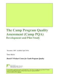 akiva  The Camp Program Quality Assessment (Camp PQA) Development and Pilot Study