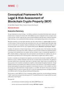 Conceptual Framework for Legal & Risk Assessment of Blockchain Crypto Property (BCP) Dr. Luka Müller, Stephan D. Meyer, Christine Gschwend, Peter Henschel  Genesis Version