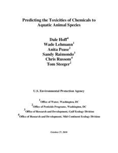 Predicting the Toxicity of Chemicals to