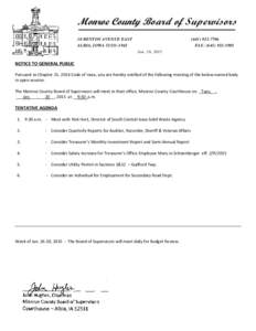 Monroe County Board of Supervisors 10 BENTON AVENUE EAST[removed]ALBIA, IOWA[removed]