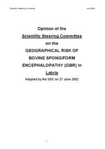 Opinion of the SSC on the Geographical BSE-Risk of Latvia
