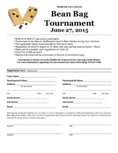 Gladbrook Corn Carnival  Bean Bag Tournament June 27, 2015