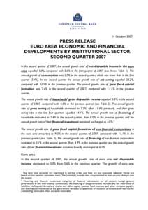 Euro area economic and financial developments by institutional sector: second quarter 2007