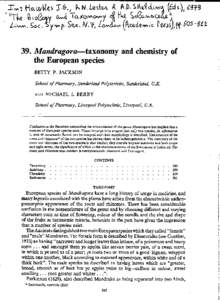 39. Mandragora-taxonomy and chemistry of the European species
