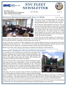 NYC FLEET NEWSLETTER Bill de Blasio, Mayor Stacey Cumberbatch, DCAS Commissioner Keith T. Kerman, Chief Fleet Officer