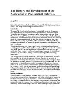 The History and Development of the Association of Professional Futurists Andy Hines