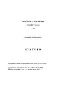 COMUNE DI VEDANO OLONA PROV.DI VARESE *** REGIONE LOMBARDIA