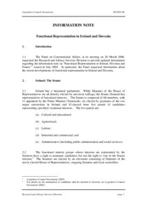 Legislative Council Secretariat  IN24[removed]INFORMATION NOTE Functional Representation in Ireland and Slovenia