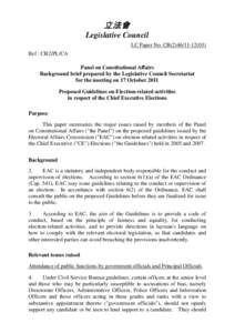 立法會 Legislative Council LC Paper No. CB[removed]Ref : CB2/PL/CA Panel on Constitutional Affairs Background brief prepared by the Legislative Council Secretariat