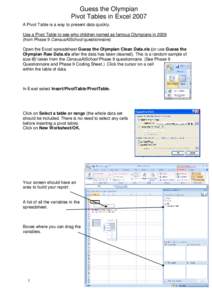 Microsoft Excel / Spreadsheet / Computing / Chart / Table / Software / Microsoft Office / Pivot table