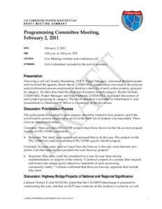 I-15 CORRIDOR SYSTEM MASTER PLAN DRAFT MEETING SUMMARY Programming Committee Meeting, February 2, 2011 DATE: