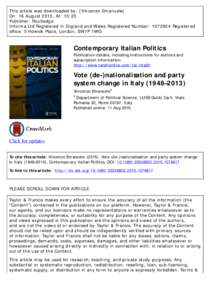This article was downloaded by: [Vincenzo Emanuele] On: 16 August 2015, At: 15:25 Publisher: Routledge Informa Ltd Registered in England and Wales Registered Number: Registered office: 5 Howick Place, London, SW1