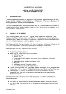 UNIVERSITY OF ABERDEEN ANNUAL LEAVE REGULATIONS FOR NON-ACADEMIC STAFF 1