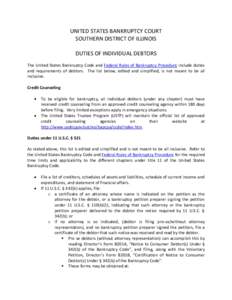 United States bankruptcy law / Personal finance / Debt / Chapter 7 /  Title 11 /  United States Code / Chapter 13 /  Title 11 /  United States Code / Chapter 11 /  Title 11 /  United States Code / United States Trustee Program / Debtor / Credit counseling / Bankruptcy / Insolvency / Business