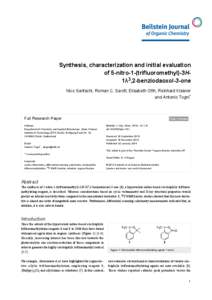 Synthesis, characterization and initial evaluation of 5-nitro-1-(trifluoromethyl)-3H1λ3,2-benziodaoxol-3-one Nico Santschi, Roman C. Sarott, Elisabeth Otth, Reinhard Kissner and Antonio Togni*  Full Research Paper