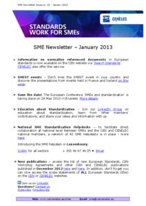 SME Newsletter Issue no. 18 – January[removed]SME Newsletter – January 2013  Information  on normative referenced documents in European