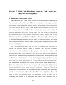 Part１：　Fiscal and Monetary Policies in the Reconstruction