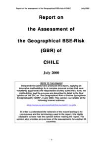Report on the assessment of the Geographical BSE-risk of CHILE  July 2000 Report on the Assessment of