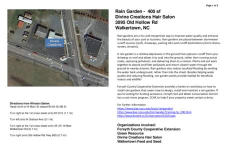 Page 1 of 3  Rain Garden[removed]sf Divine Creations Hair Salon 3095 Old Hollow Rd Walkertown, NC