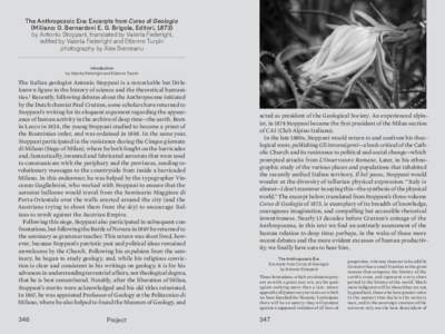 The Anthropozoic Era: Excerpts from Corso di G ­ eologia (Miliano: G. Bernardoni E. G. Brigola, Editori, 1873) by ­Antonio Stoppani, translated by Valeria F ­ ederighi, ­edited by Valeria Federighi and Etienne Turpi