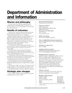 Department of Administration and Information Mission and philosophy General information