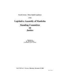 Fourth Session - Thirty-Eighth Legislature of the Legislative Assembly of Manitoba  Standing Committee