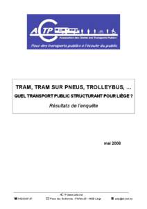 TRAM, TRAM SUR PNEUS, TROLLEYBUS, … QUEL TRANSPORT PUBLIC STRUCTURANT POUR LIÈGE ? Résultats de l’enquête  mai 2008