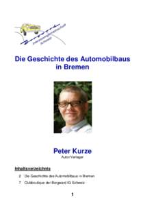 Die Geschichte des Automobilbaus in Bremen Peter Kurze Autor/Verleger